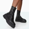 Auden Wide Fit Black Chunky Sole Ankle Boots