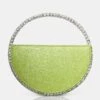 The Alessia Metallic Green Pu Circle Diamante Mini Grab Bag