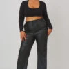 Curve Pu Seam Front Split Detail Trousers Black