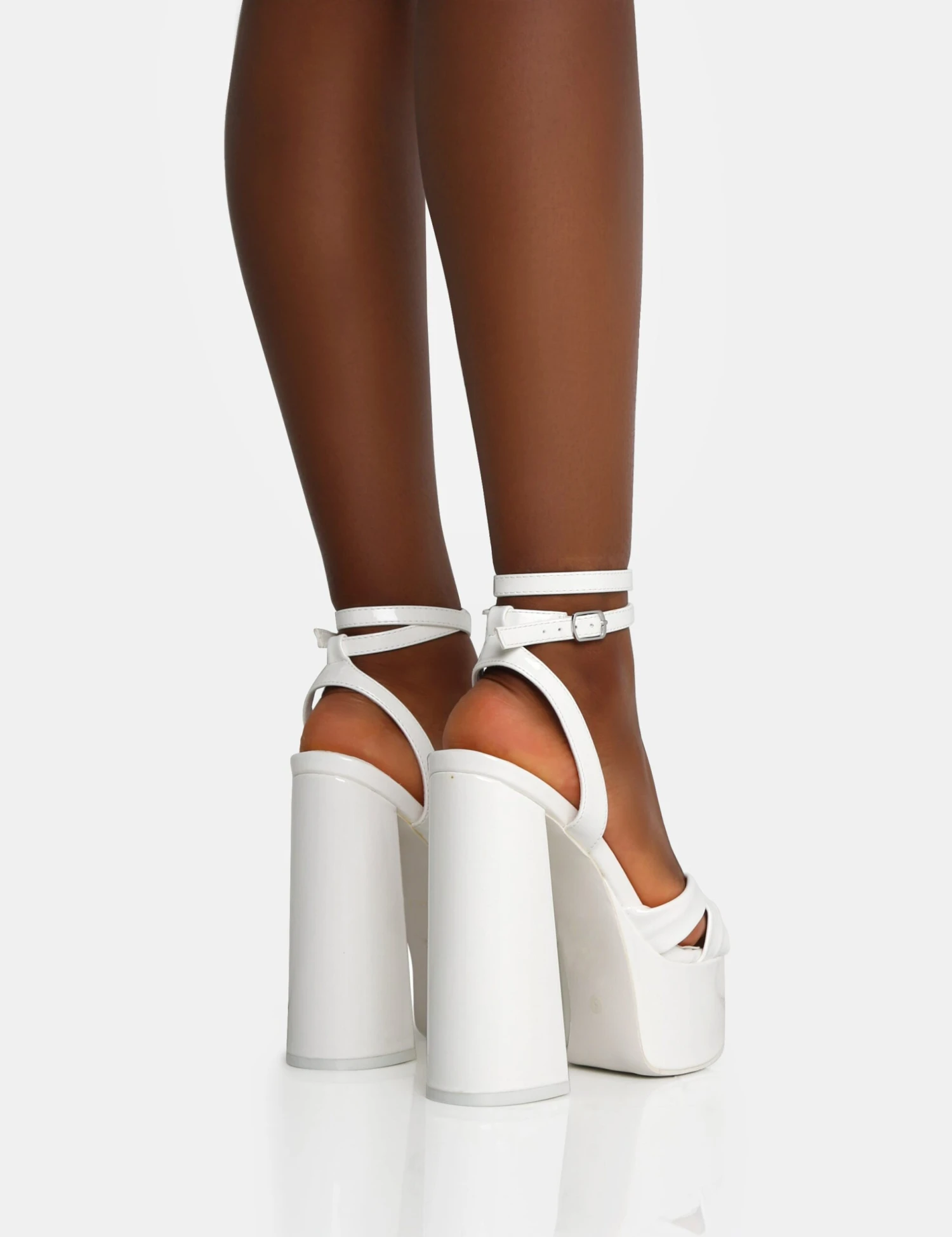 Leo Edition White Patent Platform High Heels - Image 2