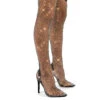 Deal Breaker Wide Fit Black Diamante Fishnet Stiletto Over The Knee High Heels