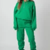 Oversized Fit Seam Front 90S Joggers Green
