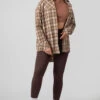 Check Shirt In Camel With Button Fastening
