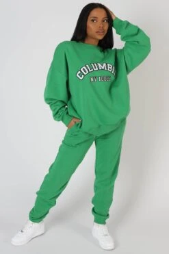 Oversized Columbia Slogan Sweatshirt Green