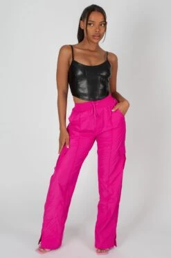 Seam Pu Corset Top Black