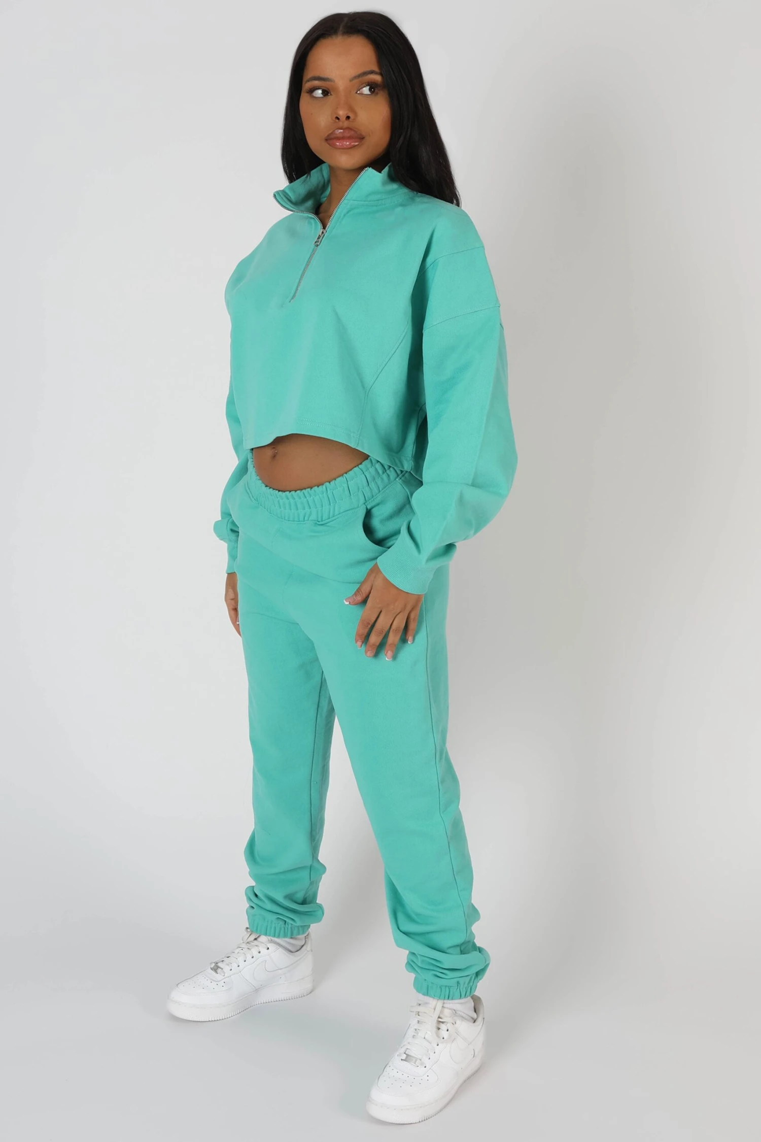 Half Zip Crop Sweatshirt Peppermint - Image 4