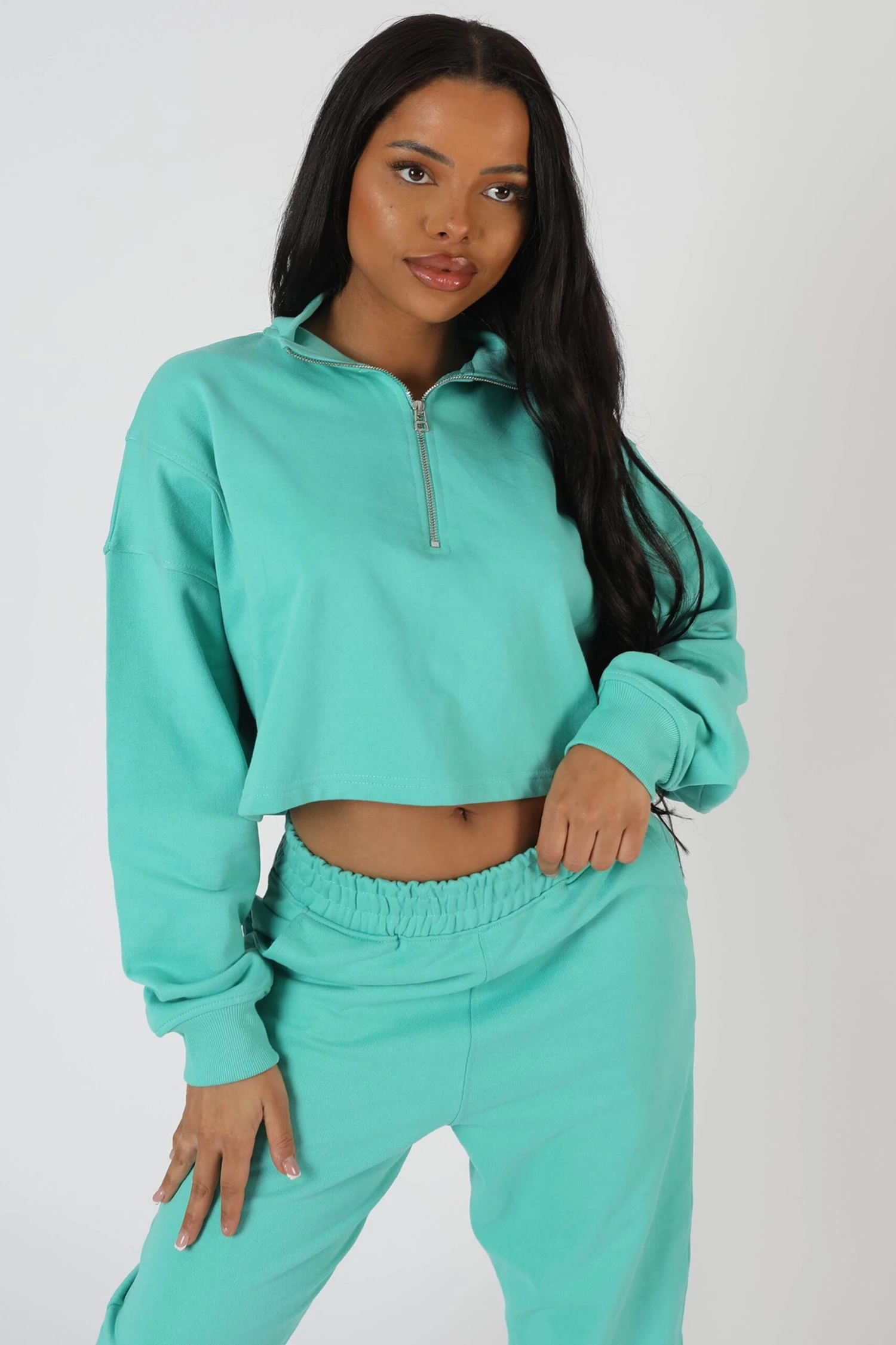 Half Zip Crop Sweatshirt Peppermint - Image 2