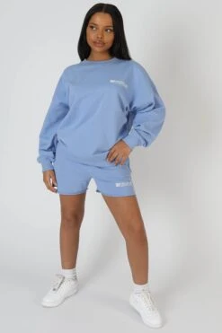 Graphic Qr Code Oversized Sweatshirt Bluebell