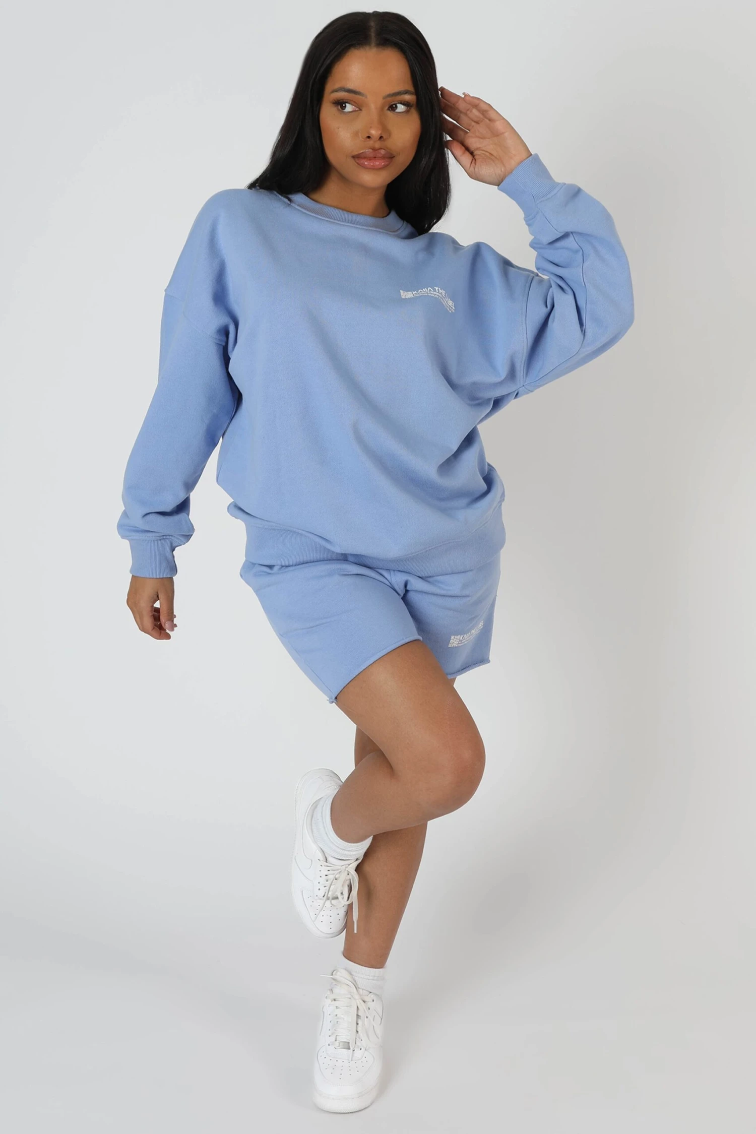 Graphic Qr Code Oversized Sweatshirt Bluebell - Image 3