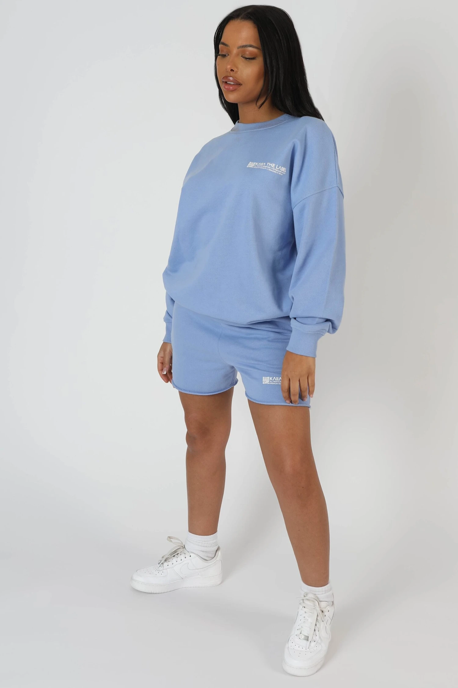 Graphic Qr Code Oversized Sweatshirt Bluebell - Image 4