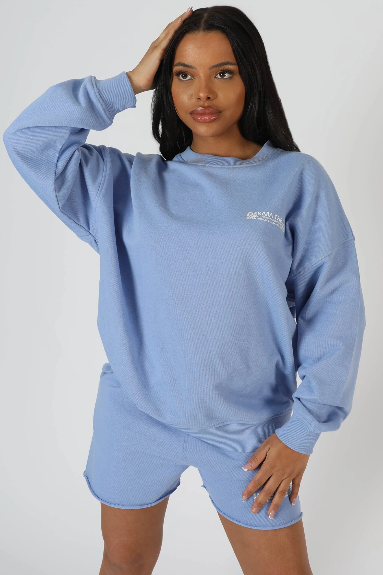 Graphic Qr Code Oversized Sweatshirt Bluebell - Image 2