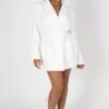 Wrap Belt Blazer Dress White