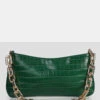 The Sadie Green Croc Chain Detail Shoulder Bag