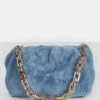 The Bracken Blue Faux Fur Chain Handbag