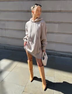 Oversized Sweat Hoodie Dress Ash