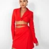Public Desire Kaiia Wrap Waist Mini Blazer Dress In Red