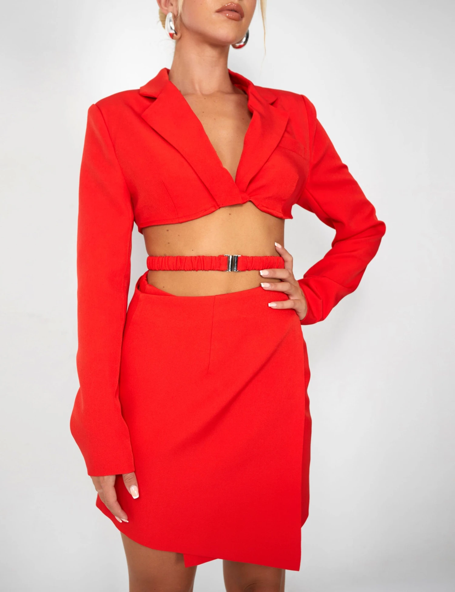 Public Desire Kaiia Wrap Waist Mini Blazer Dress In Red - Image 3