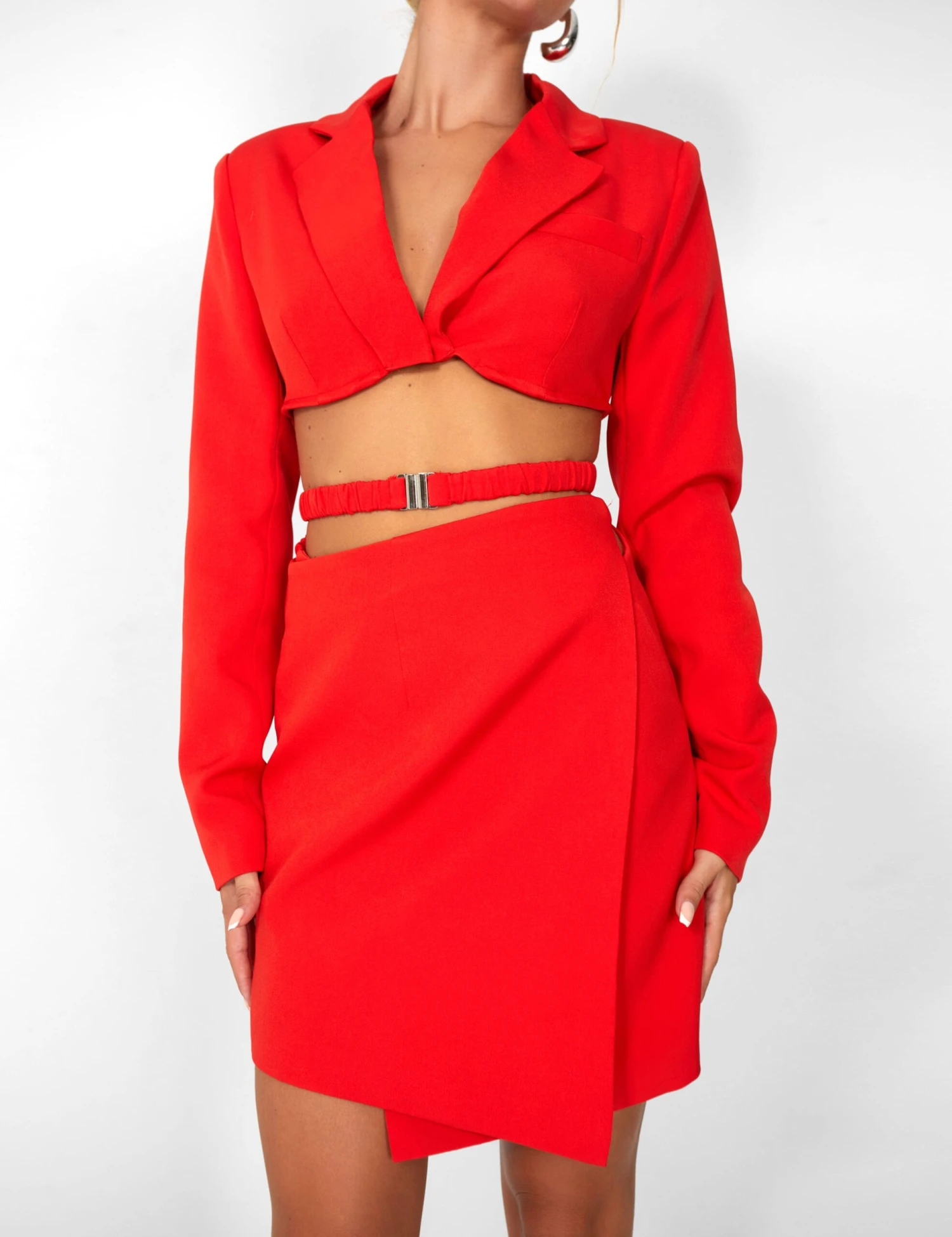 Public Desire Kaiia Wrap Waist Mini Blazer Dress In Red - Image 7