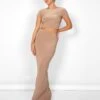 Kaiia Slinky Maxi Skirt Co-ord In Taupe