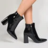 Empire Pointed Toe Ankle Boots In Black Patent