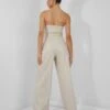 Bandeau Tailored Wide Leg Jumpsuit Stone