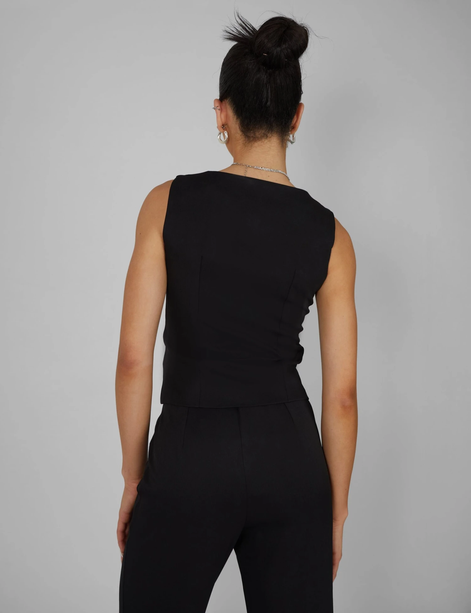 Tailored Square Neck Top Black - Image 4