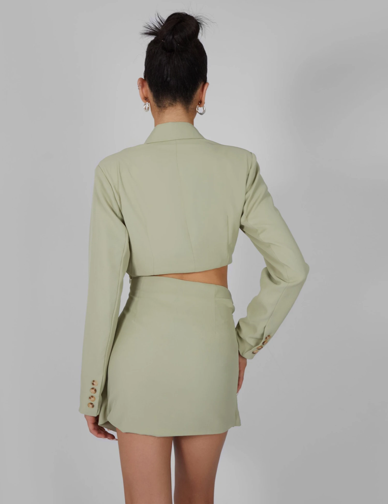 Twist Front Blazer Dress Sage - Image 5