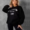 BROOKLYN SLOGAN OVERSIZED SWEATSHIRT BLACK