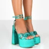 Leo Edition Teal Metallic Platform High Heels