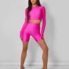 Second Skin Long Sleeve Fitted T-shirt Hot Pink
