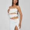 Rose Detail Cut Away Bandeau Top Ivory